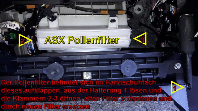 Mitsubishi Outlander Innenraumfilter / Pollenfilter wechseln